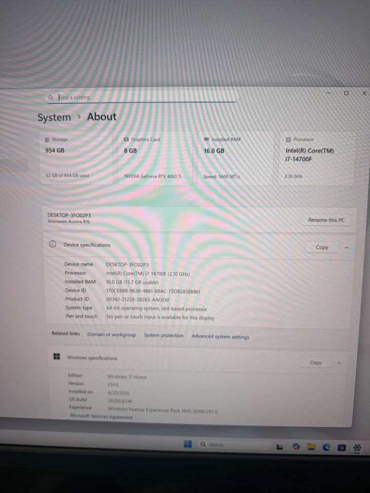 PC ALIENWARE R16 I7 14700F - Image 5