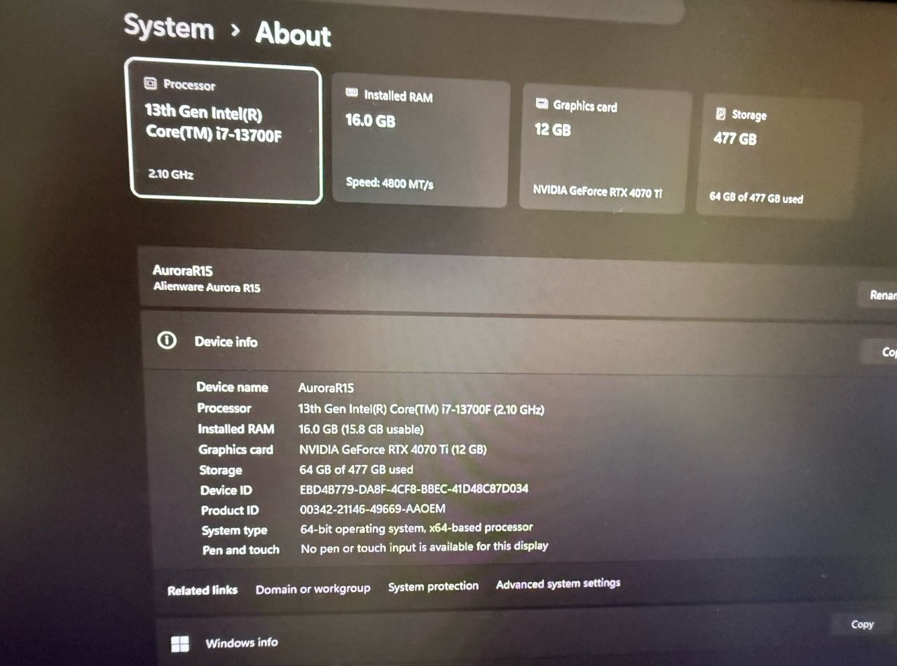 PC ALIENWARE R15 I7 13TH RTX 4070TI - Image 3