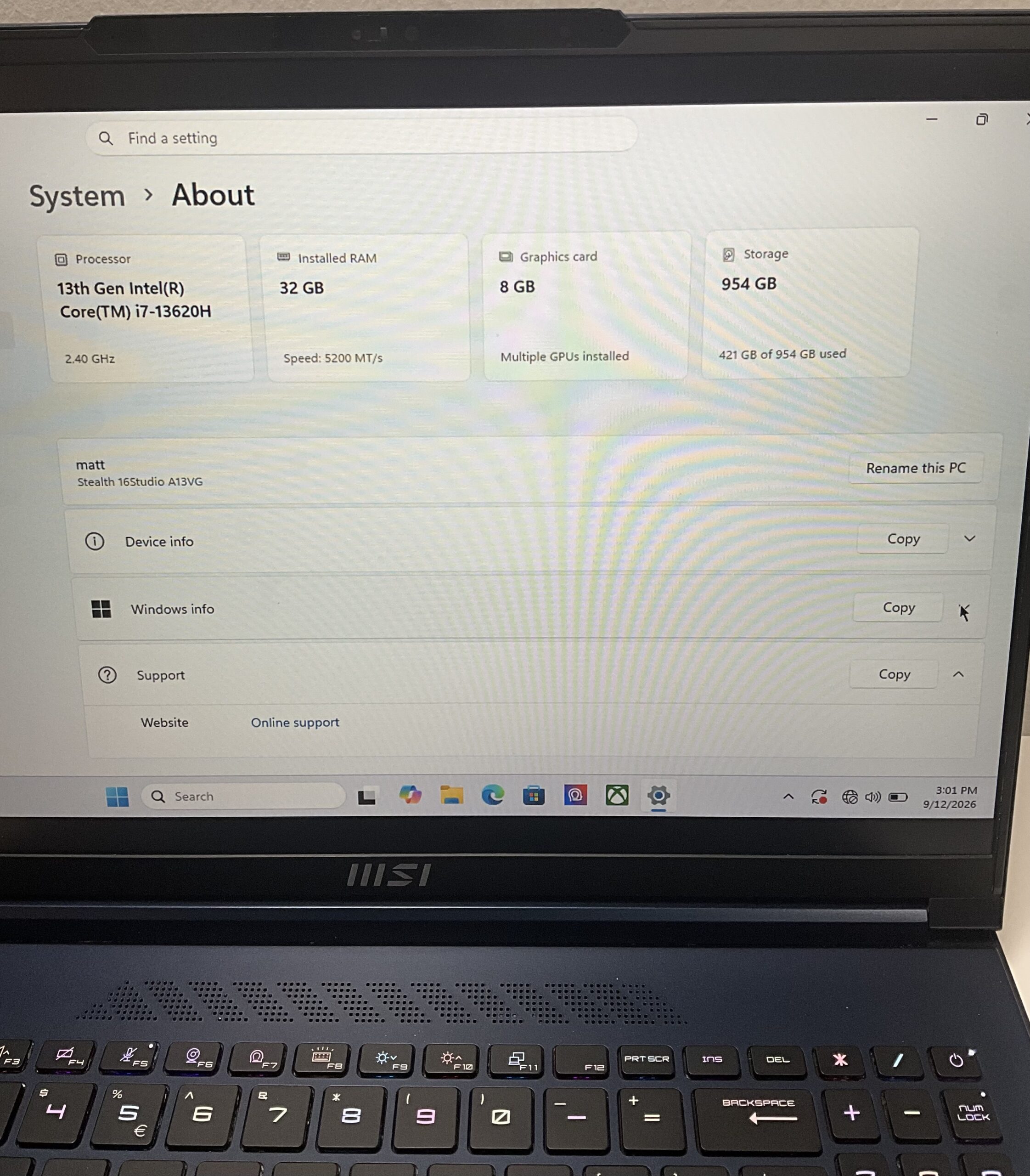 MSI STEALTH STUDIO 16 I7 13TH RTX 4070 - Image 9